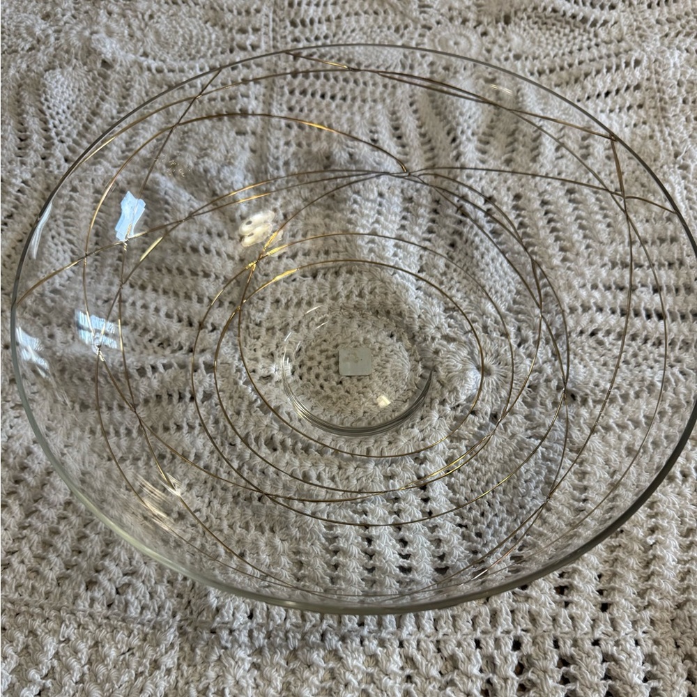 Vintage Party Lite Glass Bowl with Gold Accents
